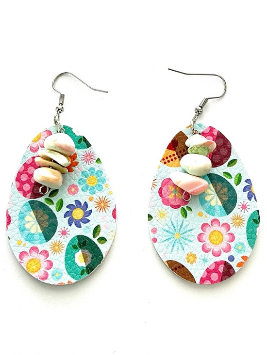 Hand Crafted Jewelry - 🆕Spring Gemstones and Faux leather Earrings